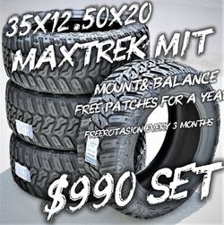 35X12.50R20 MAXTREK M/T TIRE SET ​Special Pricing: Complete set of 4 Maxtrek Mud Terrain tires in size 35x12.50x20 for $990. ​Included Services: Inclu