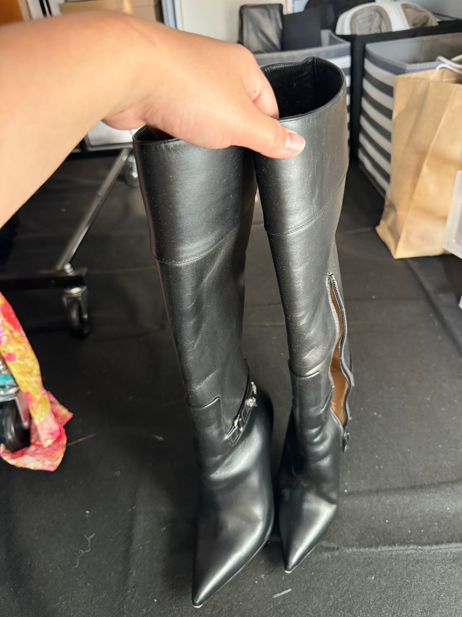 Christian Louboutin Lock Kate Botta Leather Knee High Boots in Black