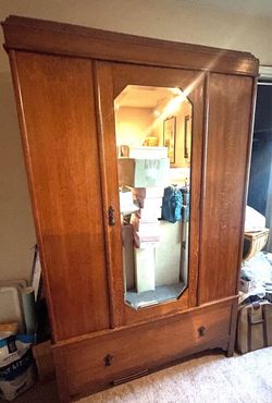 Large Cabinet Armoire with Mirror Antique  45.5” wide, 77” tall, 17” deep