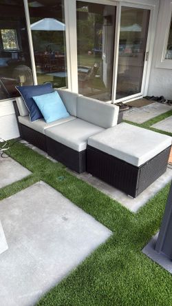 3 Pc Outdoor Poly Wicker Patio Pool Side Couch