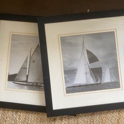 Pair Of Black Frame Sailboat Photographs