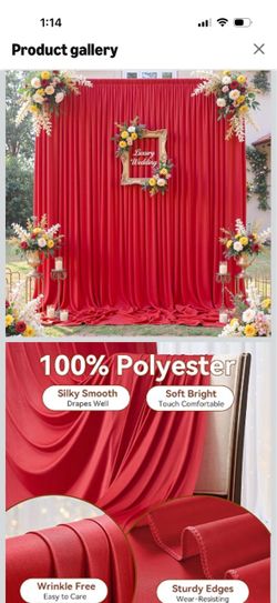 5x10 Wrinkle Free Red Backdrop Curtain for Weddin
