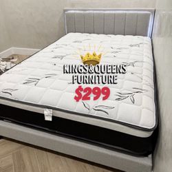 Queen Size Bed Frame With Pillow Rop Mattress Included 