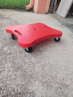 Red Plastic Scooter Board w Handles