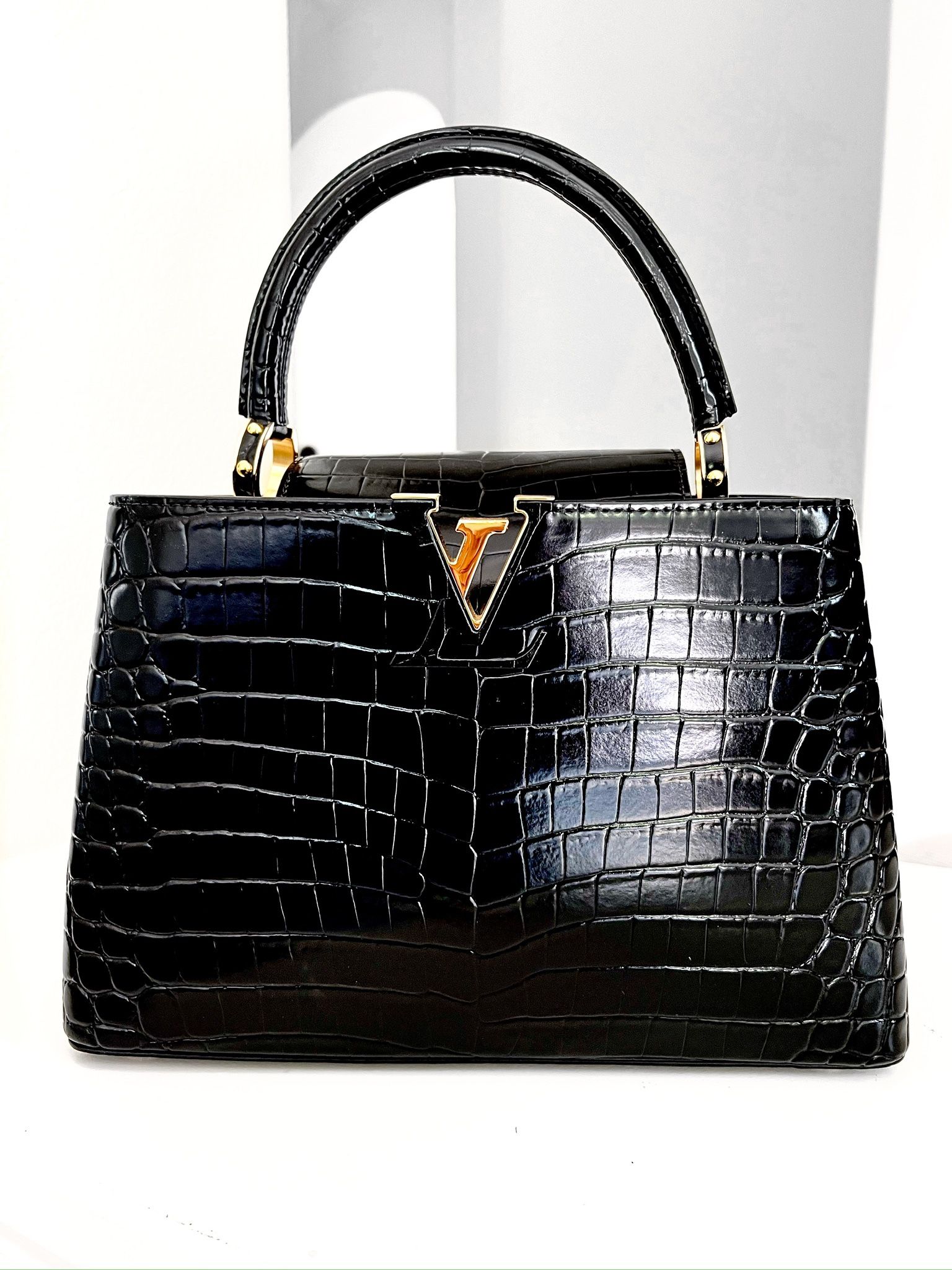 LV Brand New Capucines Bag | Crocodile Embossed Leather & Gold Hardware