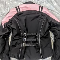 Women's Pink And Black Motor Cycle Jacket