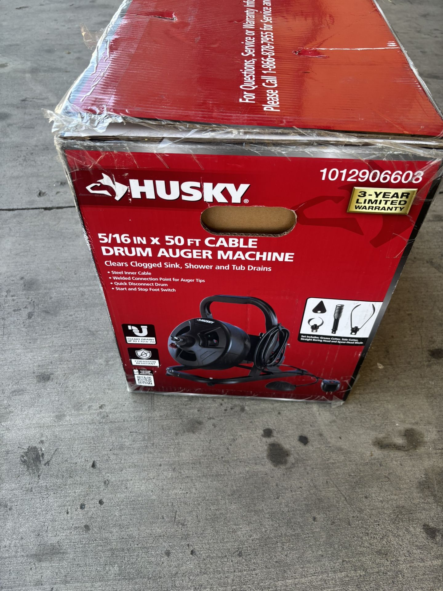 Husky 5/16 in. x 50 ft. Cable Drum Auger