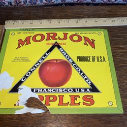 Vintage Morjon Brand Apples Crate Label Art Connell Bros San Francisco USA