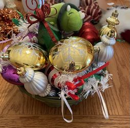 Christmas Basket And Ornaments 