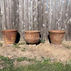 Set of 3 Decorative  Handcrafted Terra Cotta Flowering Pots