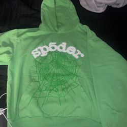 Sp5der Hoodie Lime Green Size L