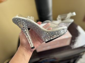 The Shoe Fairy Blinged  Olympian Heels with Straps Size 6