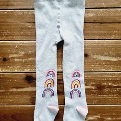 2T-4T  LIGHT JERSEY GRAY RAINBOW STOCKING 