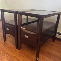 Set of Two Wooden End Tables