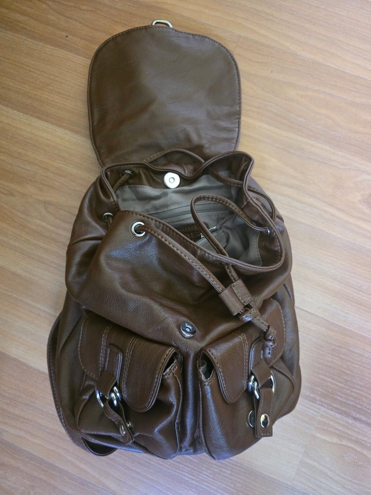 Brown Mini Backpack Purse