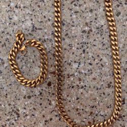 10k GOLD FILLED CUBAN LINK CHAIN & BRACELET (18in long. 9mm Width)