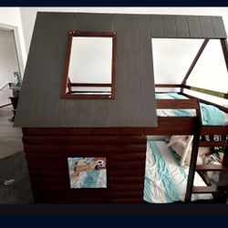 Twin Log cabin Bunk Bed