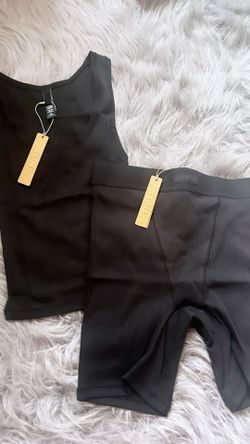 Black ribbed set from Skims
