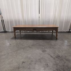 French Provincial Style Wood Coffee Table with Ornate Pulls