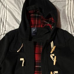 Black Red  Plaid Wool Coat