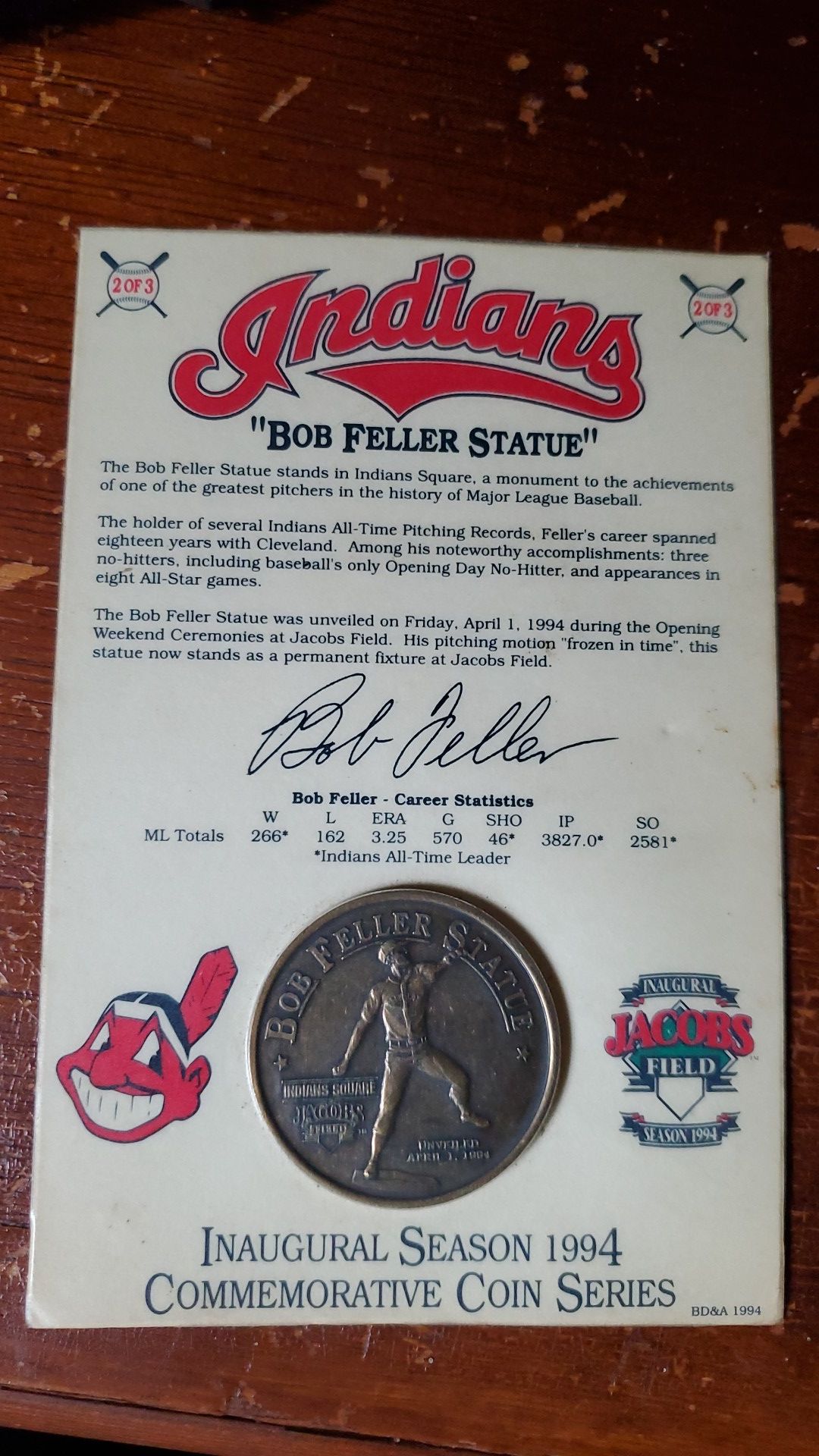 Cleveland India Bob feller status coin