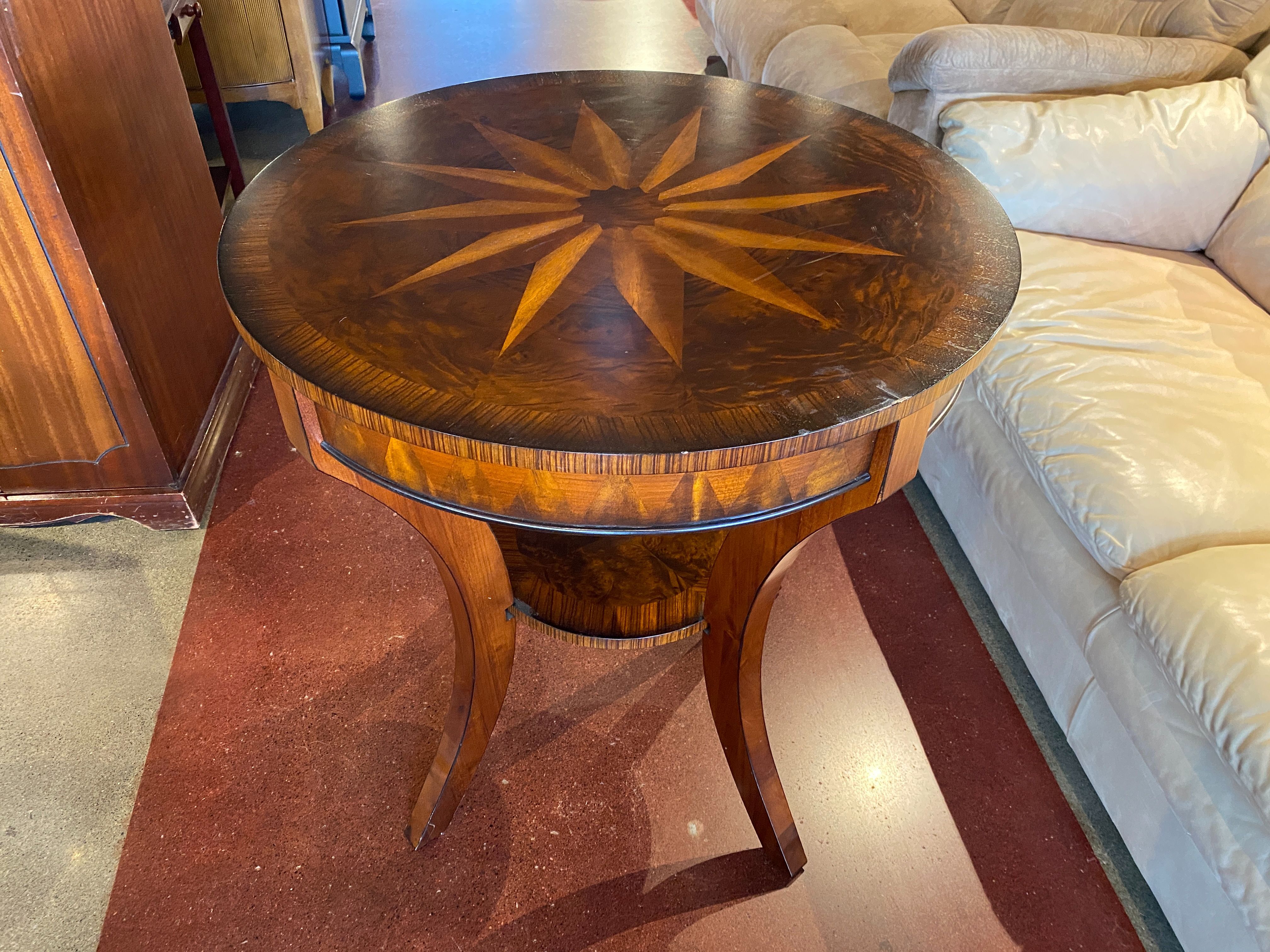 Round Table with Starburst Inlay Pattern