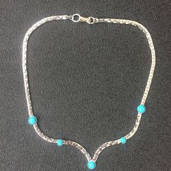 Silver And Turquoise Necklace