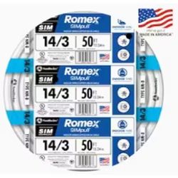 50ft. 14/3 solid Romex SIMpull CU NM-B W/G Wire