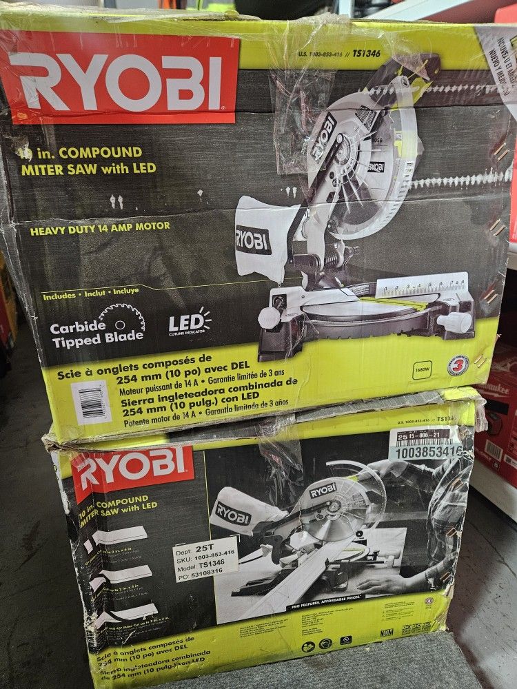 RYOBI CORDED 10"IN MITER SAW NEW