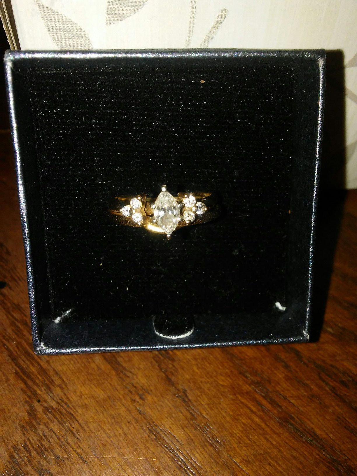 14K yellow gold 2pc engagement/ wedding band