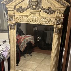 Antique, Outdoor/indoor Lion Encrusted Mirror 