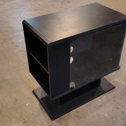 Narrow Small Retro Glass Door Pedestal TV Stand Entertainment Center