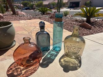 Set of 4 Decorative Glass Bottles