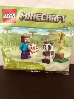 Retired Minecraft Steve and baby Panda 30672