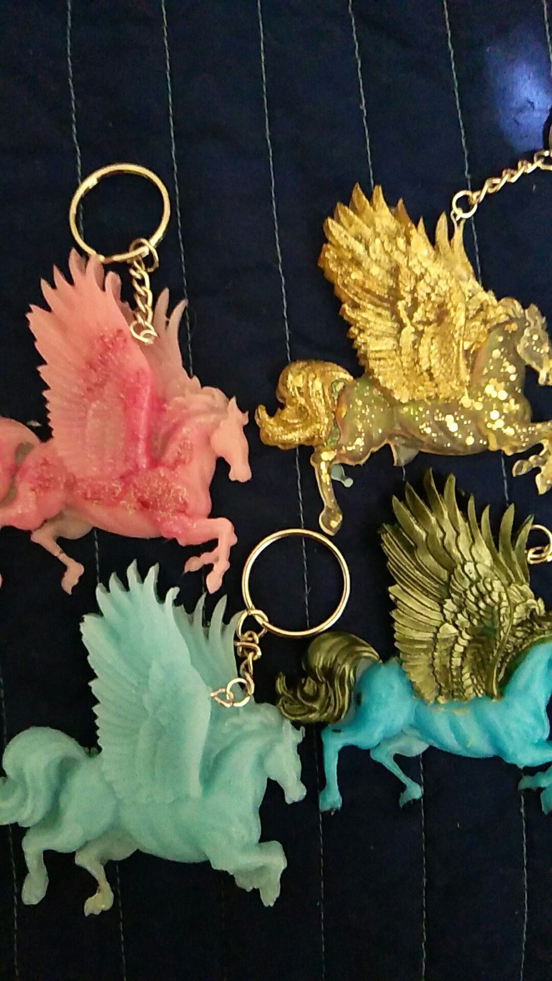 Blinking heart keychain/ Pegasus keychain