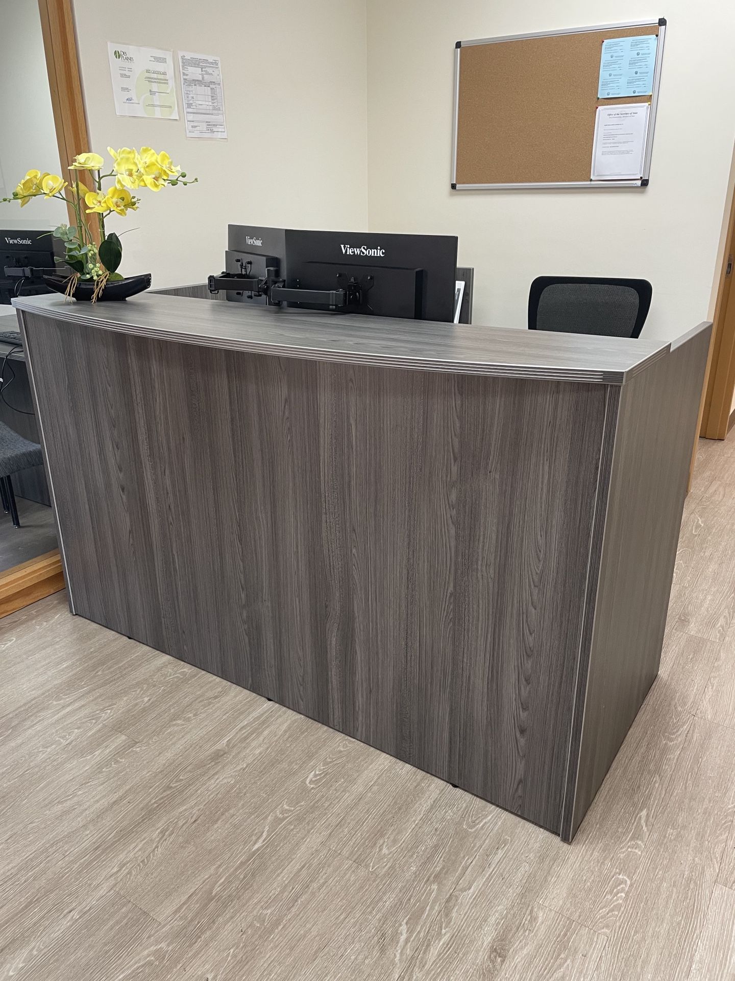 Modern Reception Desk - Gray Wood Finish-$500 (OBO)