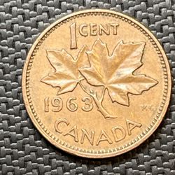 1963 Canadian Penny Coin 
