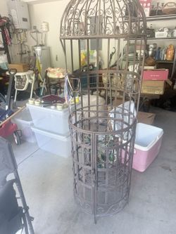 6-Foot Iron Birdcage with Wine Rack & Display Shelf - $125 (Queen Anne)