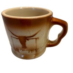 Vintage Western Style Longhorn Steer Head Syracuse Tan Coffee Mug Cup