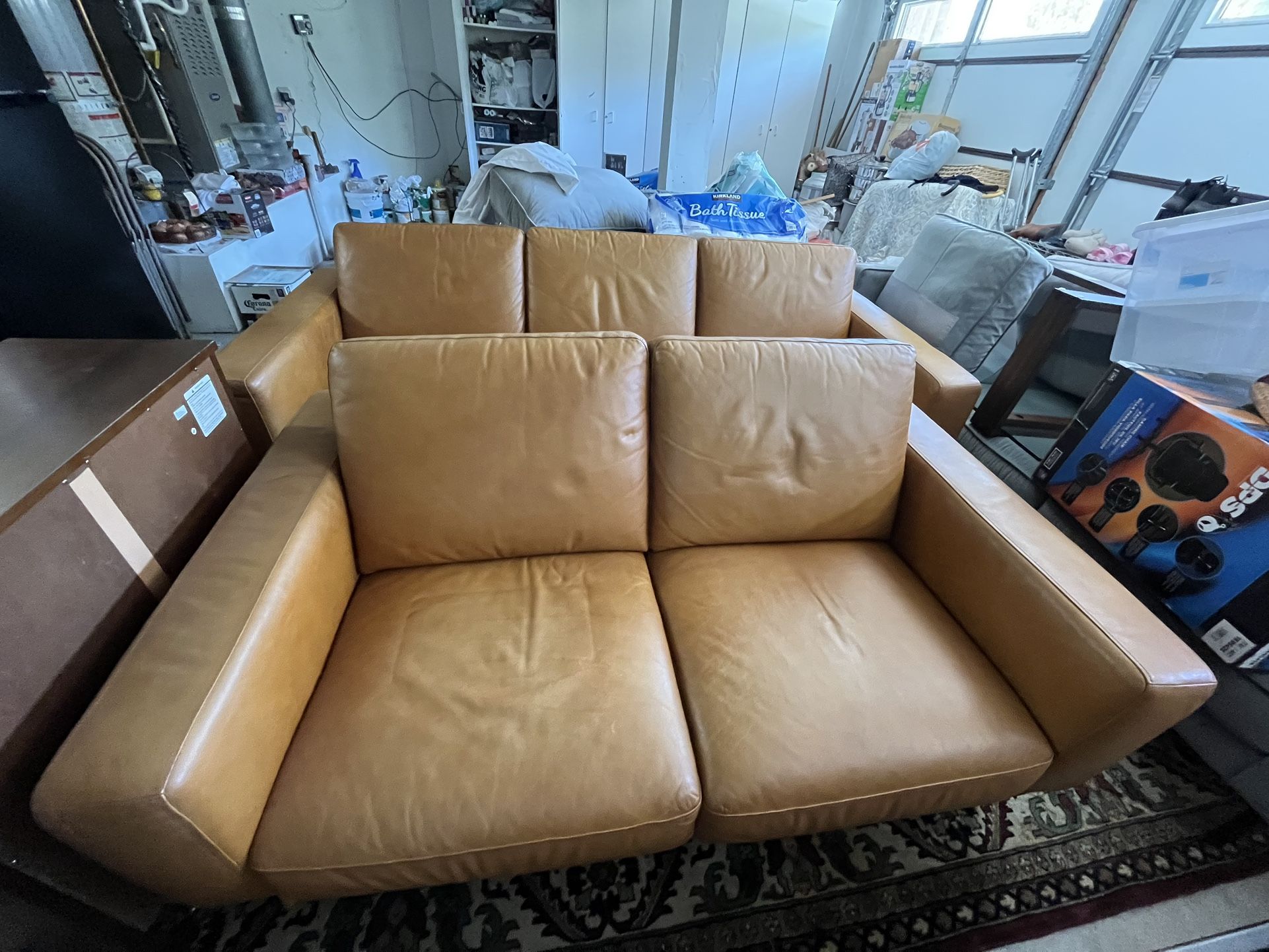 Two Piece Leather Couch For Sale