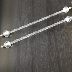 Antique Art Deco Glass Set of 2 Towel Bars 30”