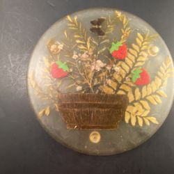 Vintage 70’s Clear Lucite Acrylic Strawberries & Butterfly Trivet
