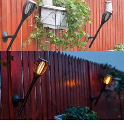 zkee Solar Torch Light with Flickering Flame,Fire Effect Lantern,Dancing Flame,Solar Garden Light, Dust to Dawn,Outdoor Waterproof Garden Decoration, 