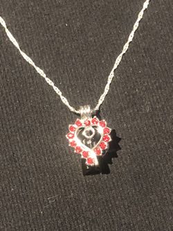 20” Silver plated Necklace w/ purple diamond silver