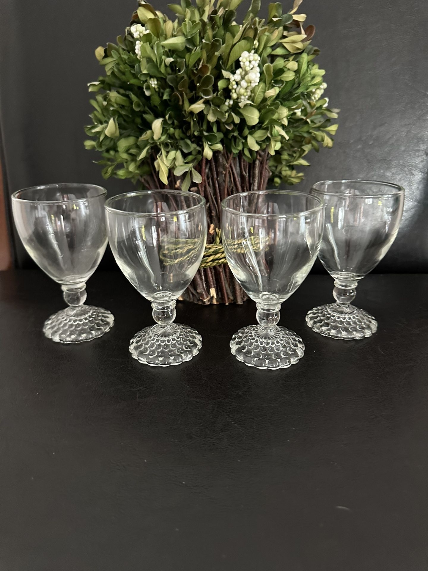 Anchor Hocking Bubble Foot Clear Cordial-Juice 4oz. Glass Set of 4 1950's