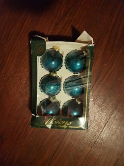 Visions by Holly Teal Glass Ball Ornaments Set of 6