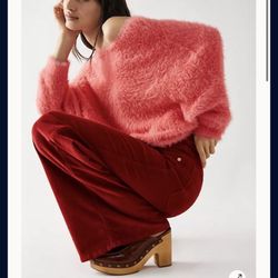 New Free People One Crilla pullover slouch sweater in strawberry spritz aka rose pink. 