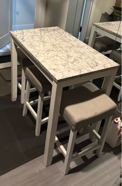 Counter Height Dining Table Set with 3 Stools – $75