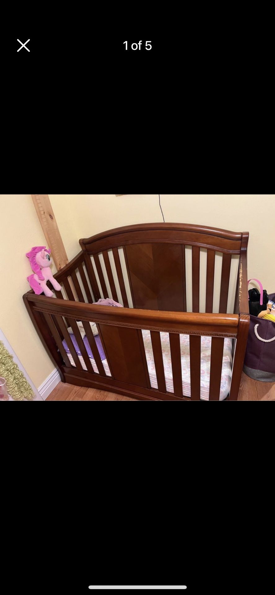 Convertible Wooden Crib, Changing Table 