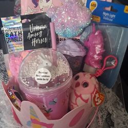 2 unicorn baskets both different